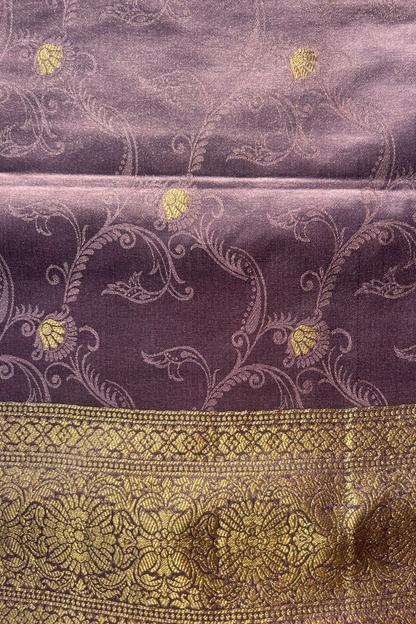 Lavender - Jaal Mashru Satin Banarasi Silk Saree