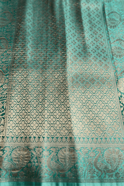 Sea Green Shikaargah Banarasi Katan Silk Saree