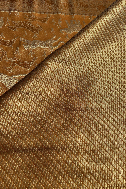 Mustard Shikaargah Metallic Banarasi Katan Silk Saree