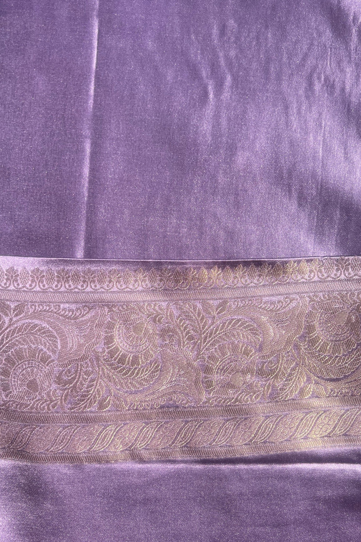 Lavender - Floral Jaal Mashru Satin Silk Saree