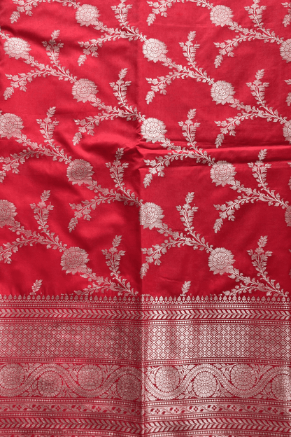 Red Jaal Katan Silk Saree