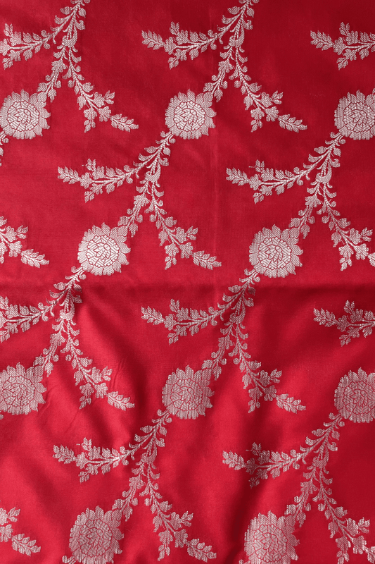 Red Jaal Katan Silk Saree