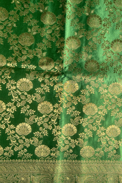 Green Floral Jaal Mashru Satin Silk Saree