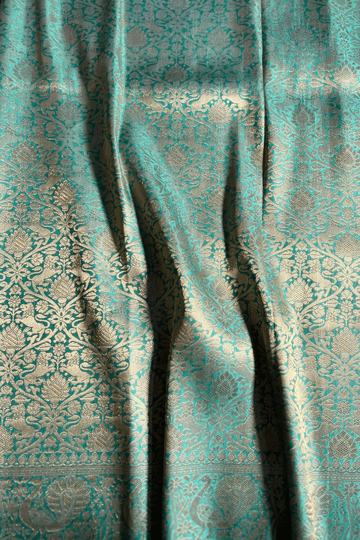 Sea Green Shikaargah Banarasi Katan Silk Saree