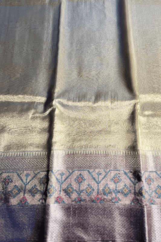 Golden Tissue With Contrast Border Banarasi Saree