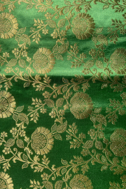 Green Floral Jaal Mashru Satin Silk Saree