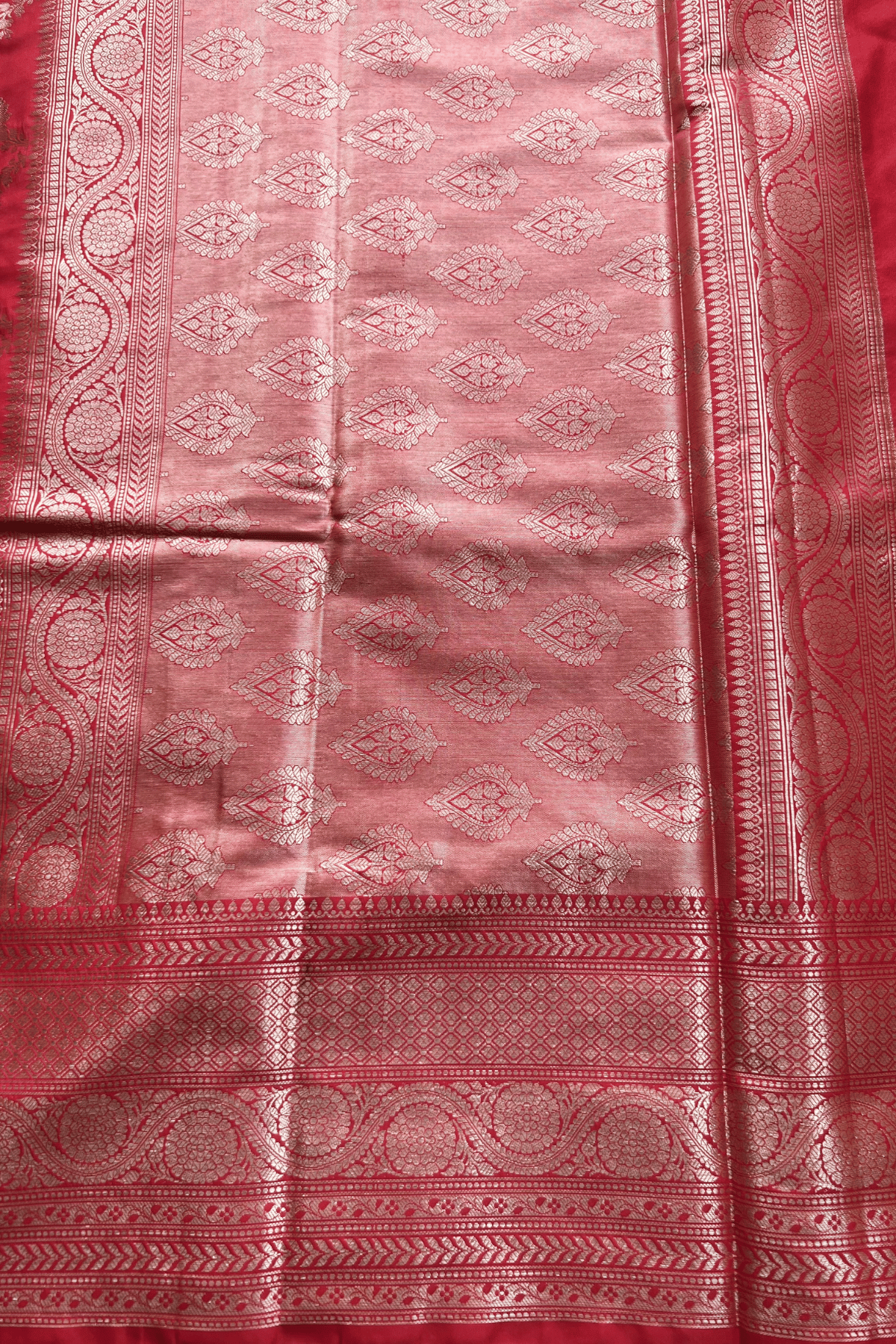 Red Jaal Katan Silk Saree