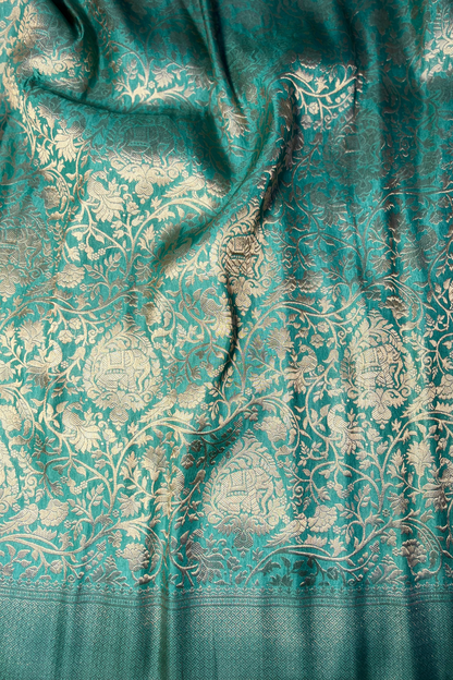 Sea Green Shikaargah Banarasi Katan Silk Saree