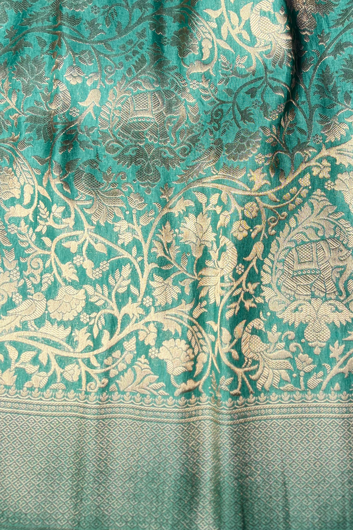 Sea Green Shikaargah Banarasi Katan Silk Saree