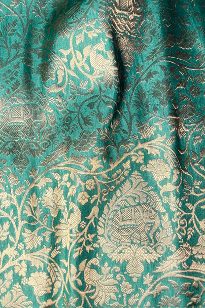 Sea Green Shikaargah Banarasi Katan Silk Saree