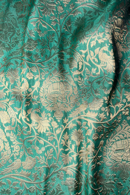 Sea Green Shikaargah Banarasi Katan Silk Saree