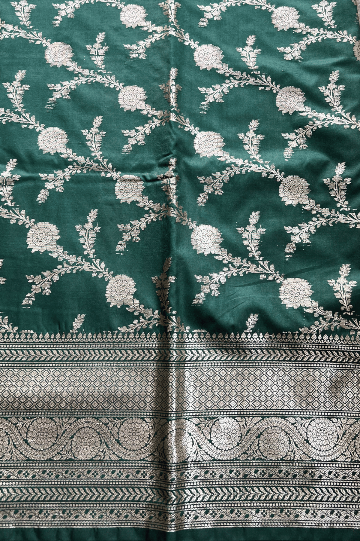 Green Jaal Katan Silk Saree