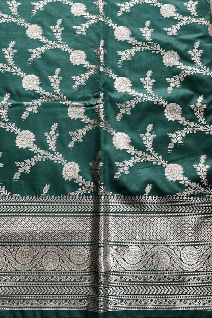 Green Jaal Katan Silk Saree