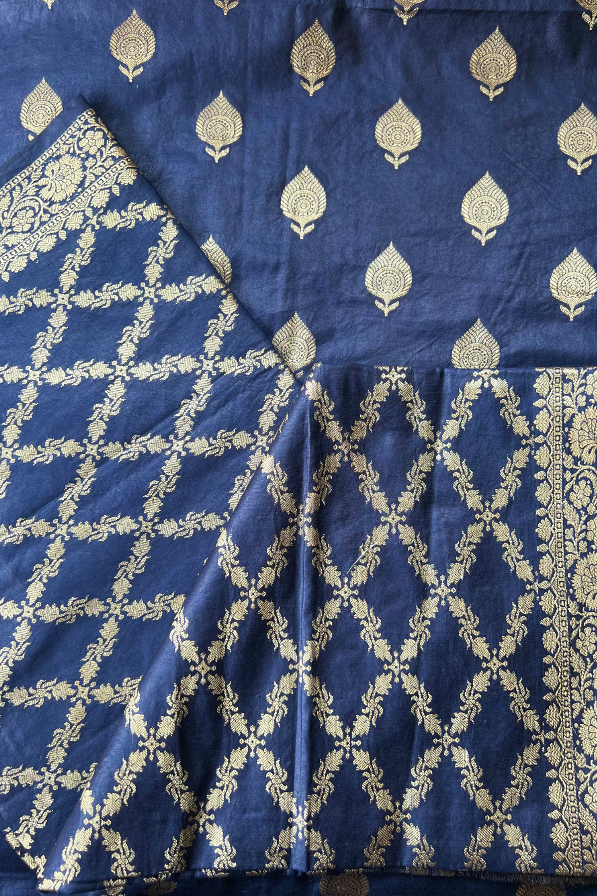 Unstitched Banarasi Handwoven Suit Set - Blue