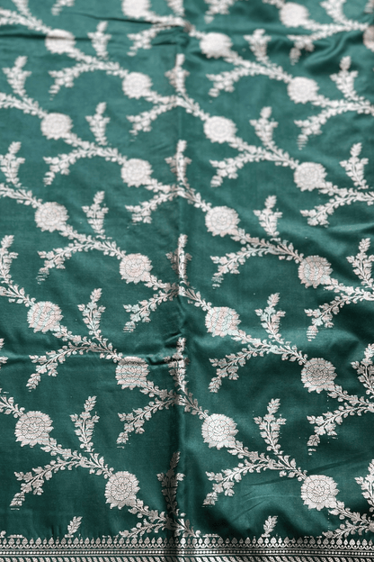 Green Jaal Katan Silk Saree