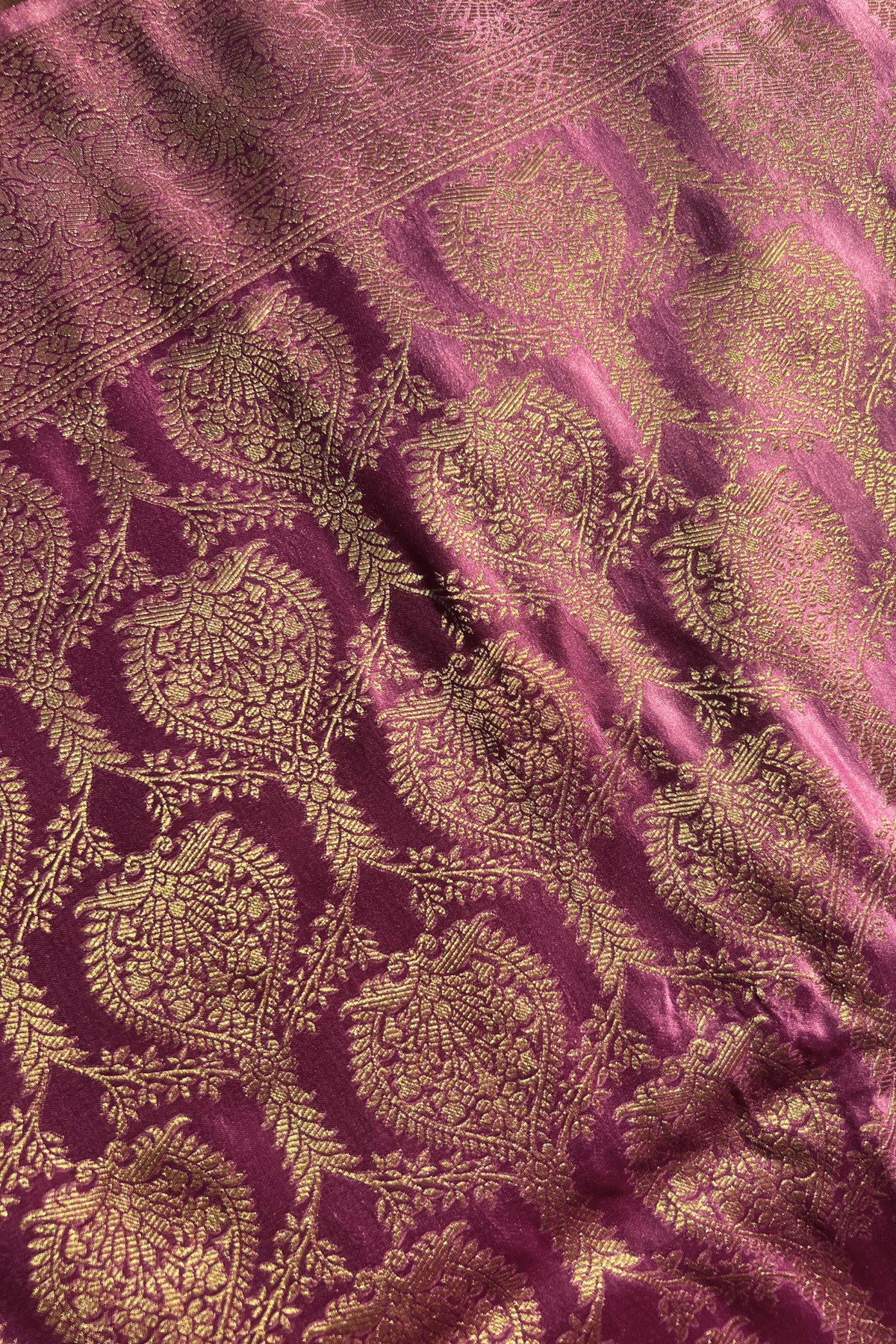 Lilac Jaal Mashru Satin Banarasi Silk Saree