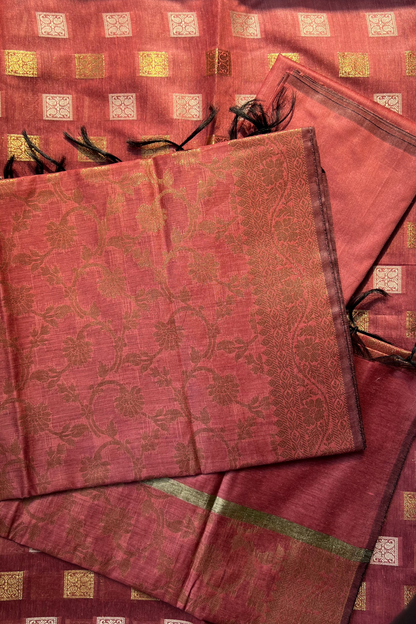 Client Diaries: Unstitched Banarasi Handwoven Suit Set -Rich Red