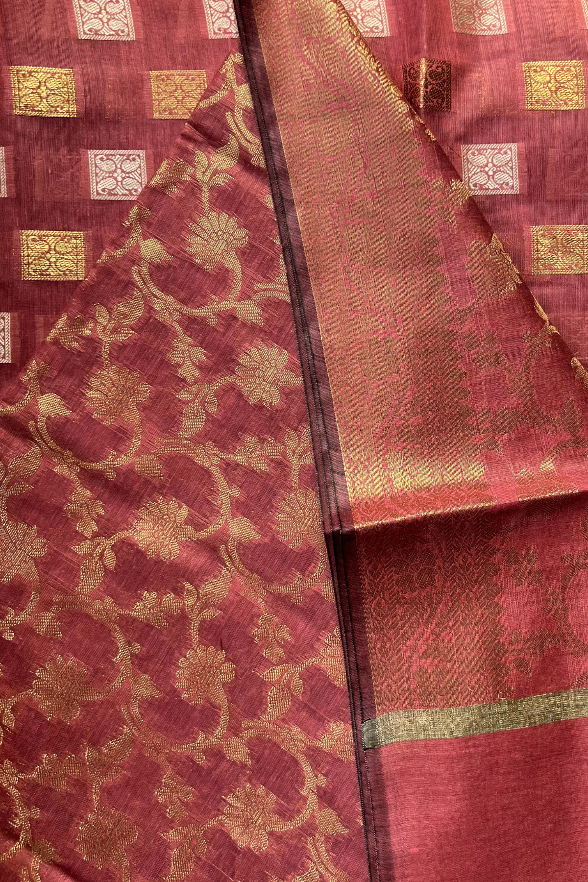 Client Diaries: Unstitched Banarasi Handwoven Suit Set -Rich Red