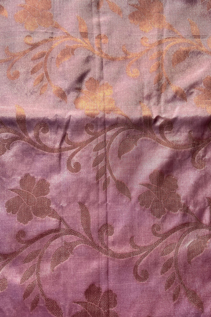 Lilac Magenta Contrast Katan Silk Banarasi Saree