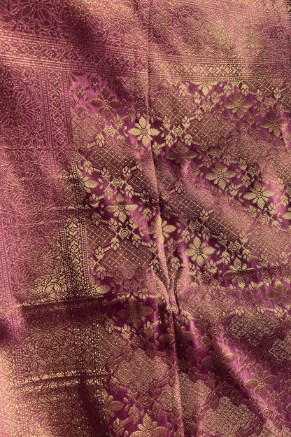 Lilac Jaal Mashru Satin Banarasi Silk Saree