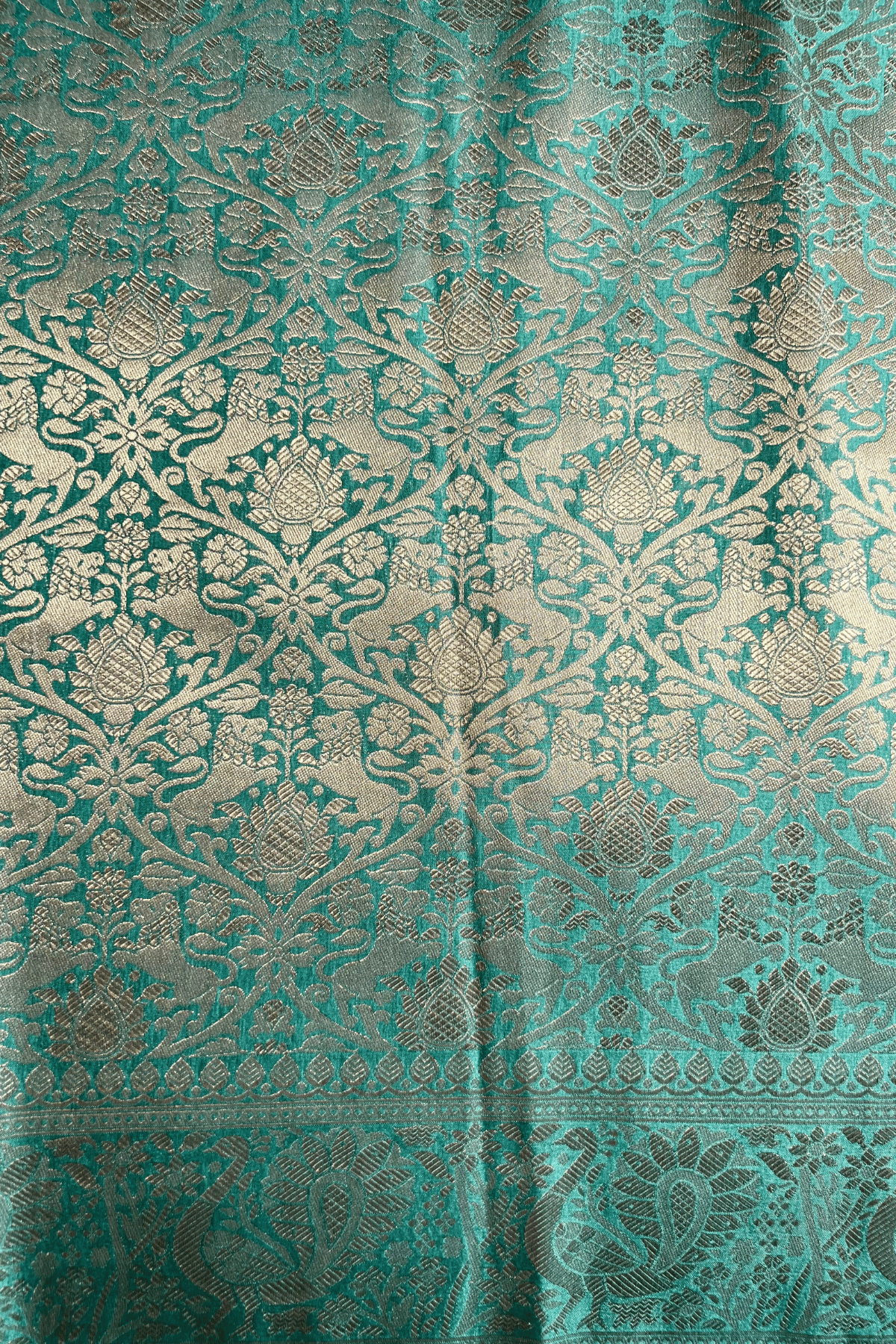 Sea Green Shikaargah Banarasi Katan Silk Saree