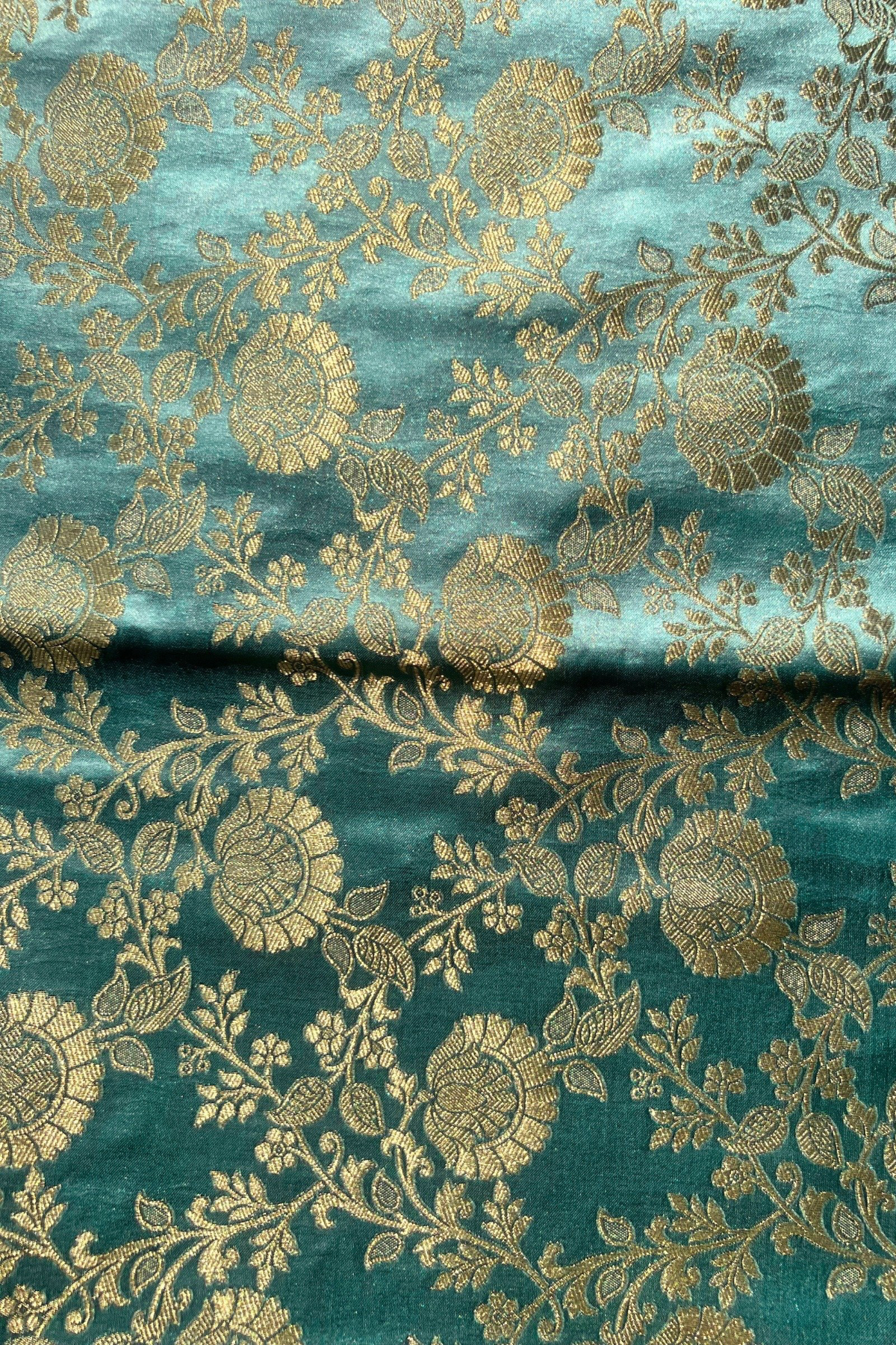 Powder Blue Floral Jaal Mashru Satin Silk Saree