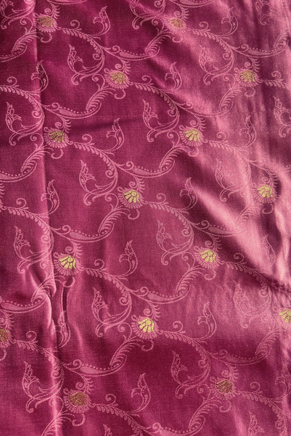 Blush Pink Gold Jaal Mashru Satin Banarasi Silk Saree