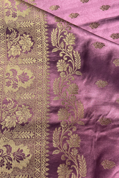 Lilac Zari Booti Mashru Satin Silk Saree