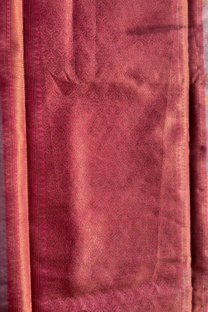 Lilac Magenta Contrast Katan Silk Banarasi Saree