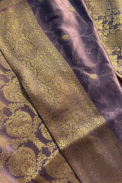 Lavender - Jaal Mashru Satin Banarasi Silk Saree