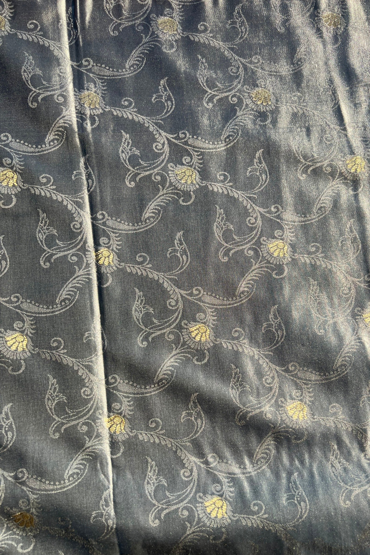 NOOR - Grey Gold Jaal Mashru Satin Banarasi Silk Saree