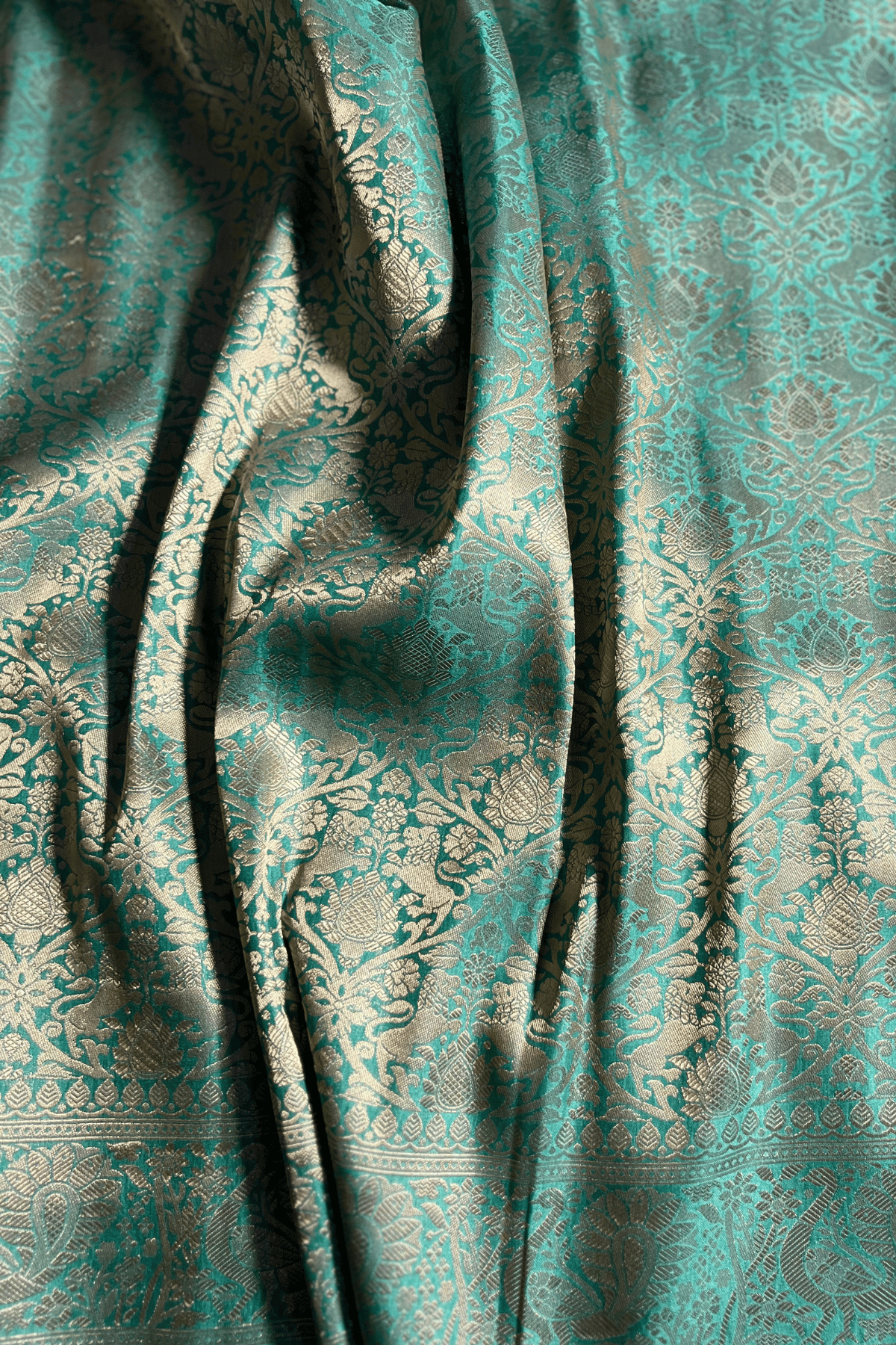 Sea Green Shikaargah Banarasi Katan Silk Saree