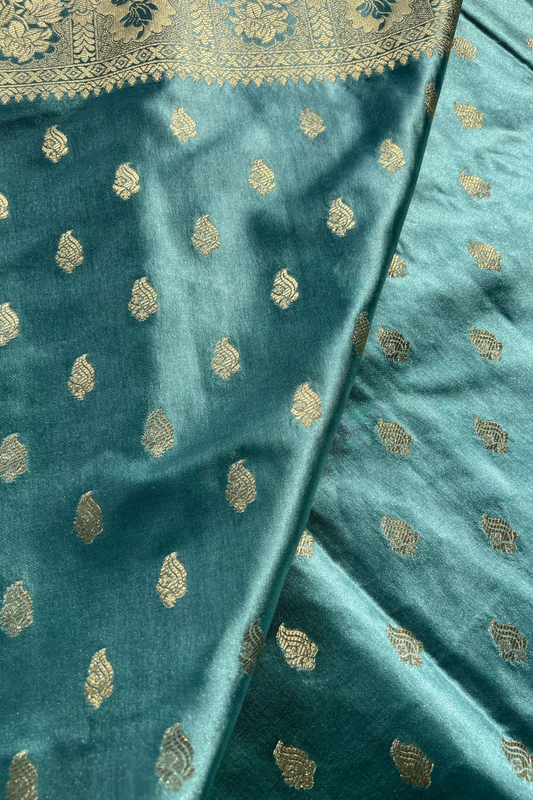 Powder Blue Mashru Satin Silk Saree