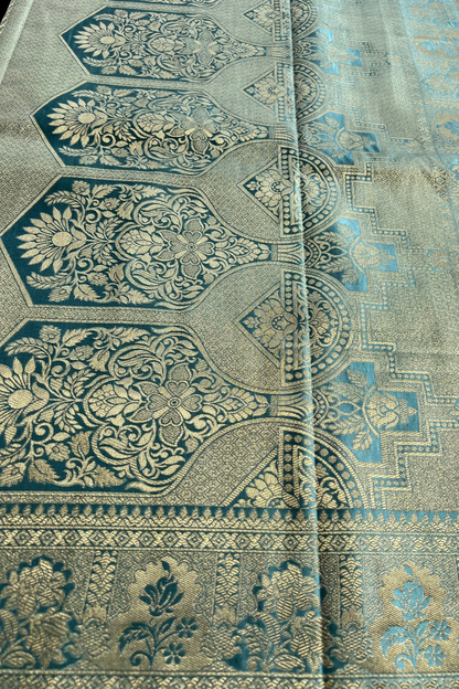 Powder Blue Mashru Satin Silk Saree