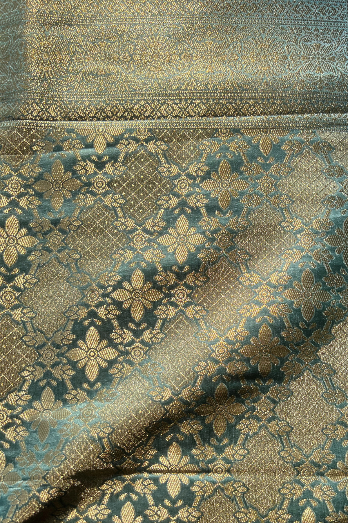 Powder Blue Jaal Mashru Satin Banarasi Silk Saree