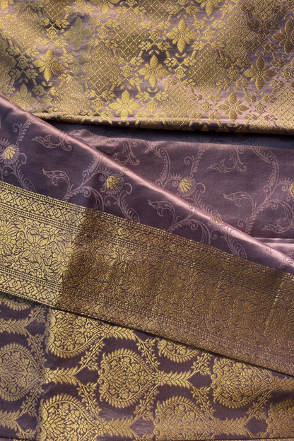 Lavender - Jaal Mashru Satin Banarasi Silk Saree