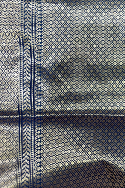 Blue Jaal Katan Silk Saree