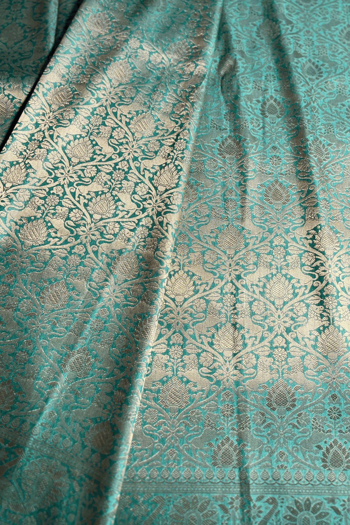 Sea Green Shikaargah Banarasi Katan Silk Saree