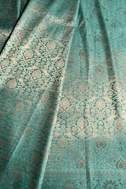 Sea Green Shikaargah Banarasi Katan Silk Saree