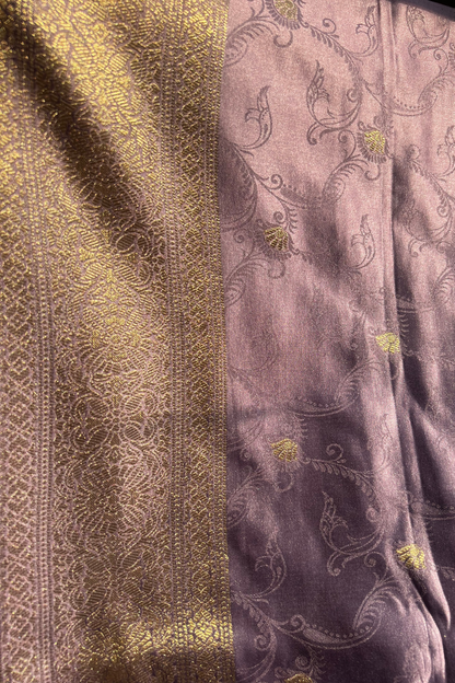 Lavender - Jaal Mashru Satin Banarasi Silk Saree