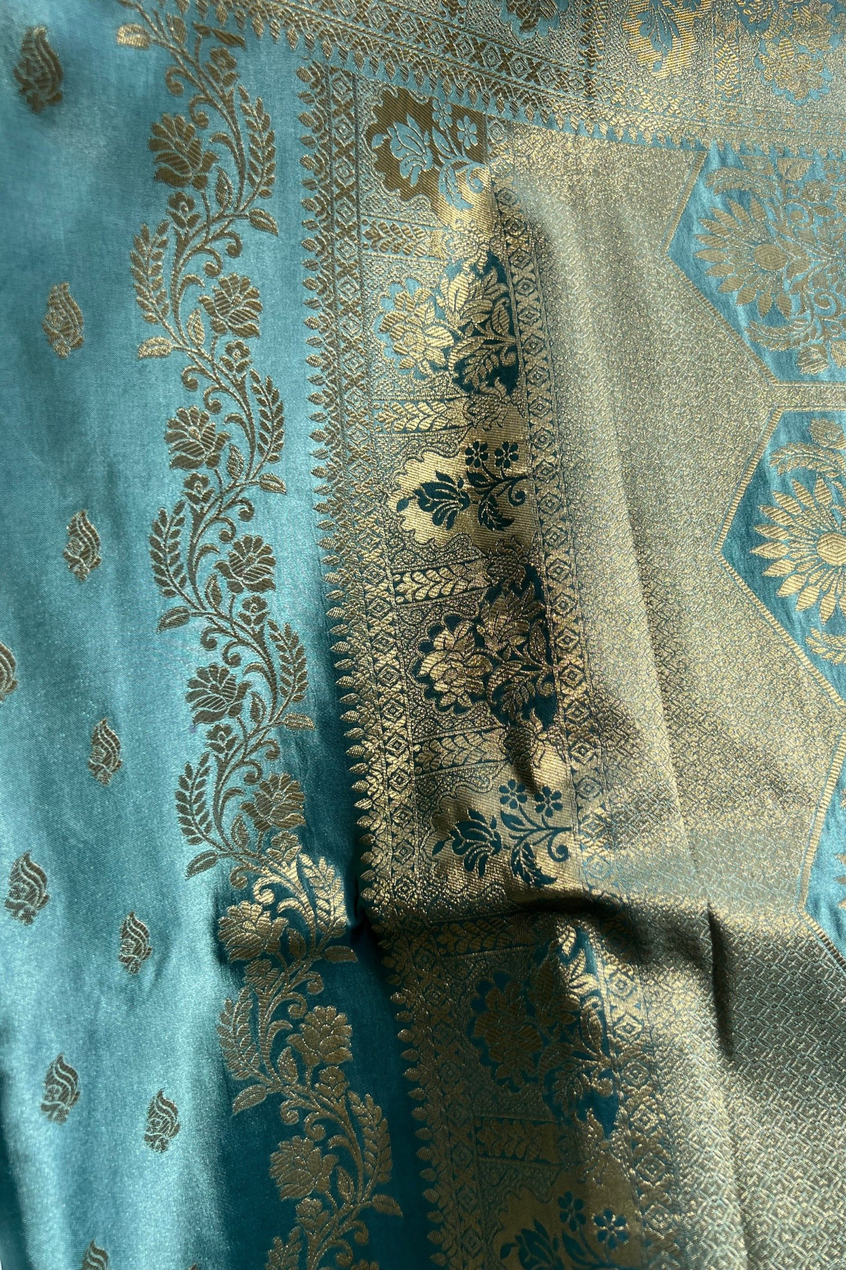 Powder Blue Mashru Satin Silk Saree