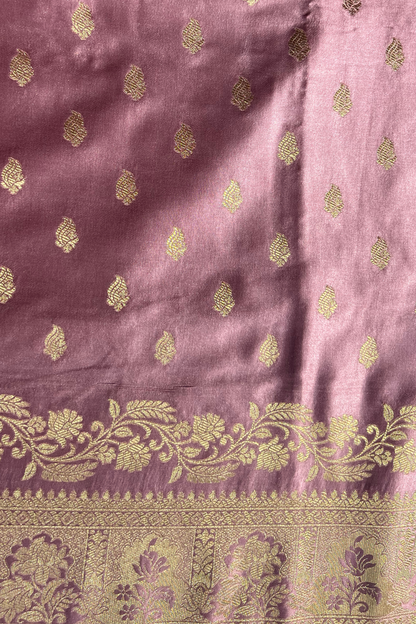 Rose Gold Zari Booti Mashru Satin Silk Saree