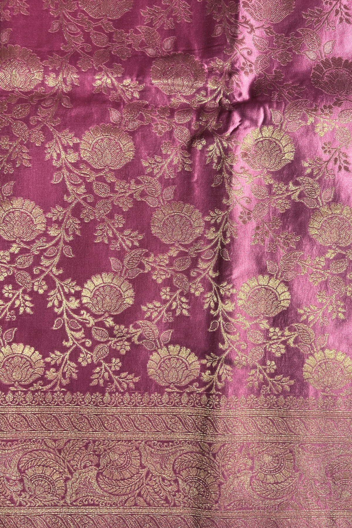 Blush Pink Floral Jaal Mashru Satin Silk Saree