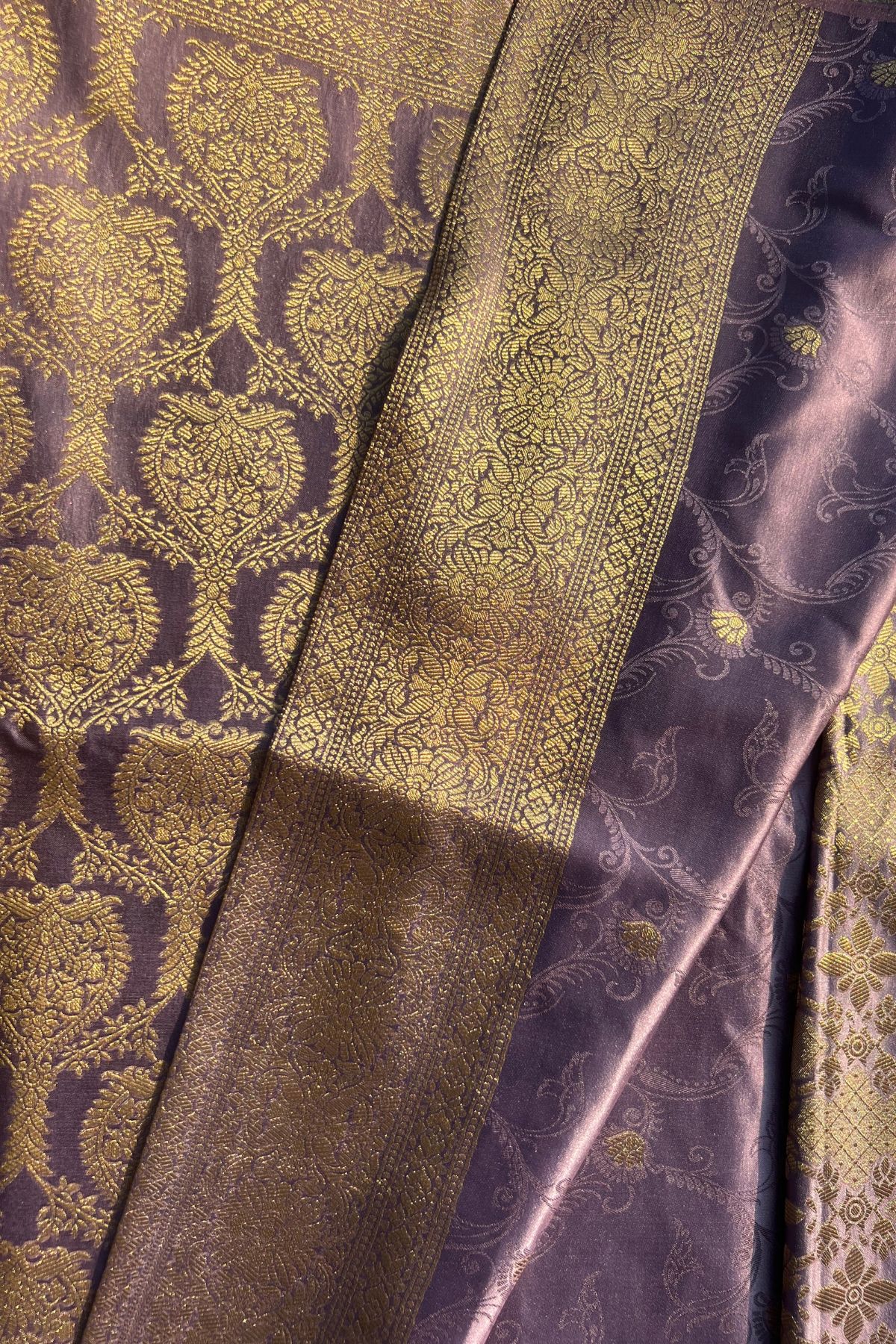 Lavender - Jaal Mashru Satin Banarasi Silk Saree