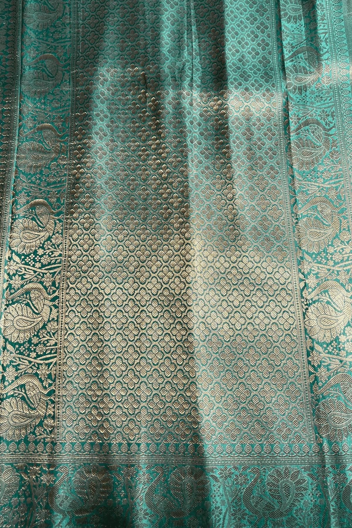 Sea Green Shikaargah Banarasi Katan Silk Saree