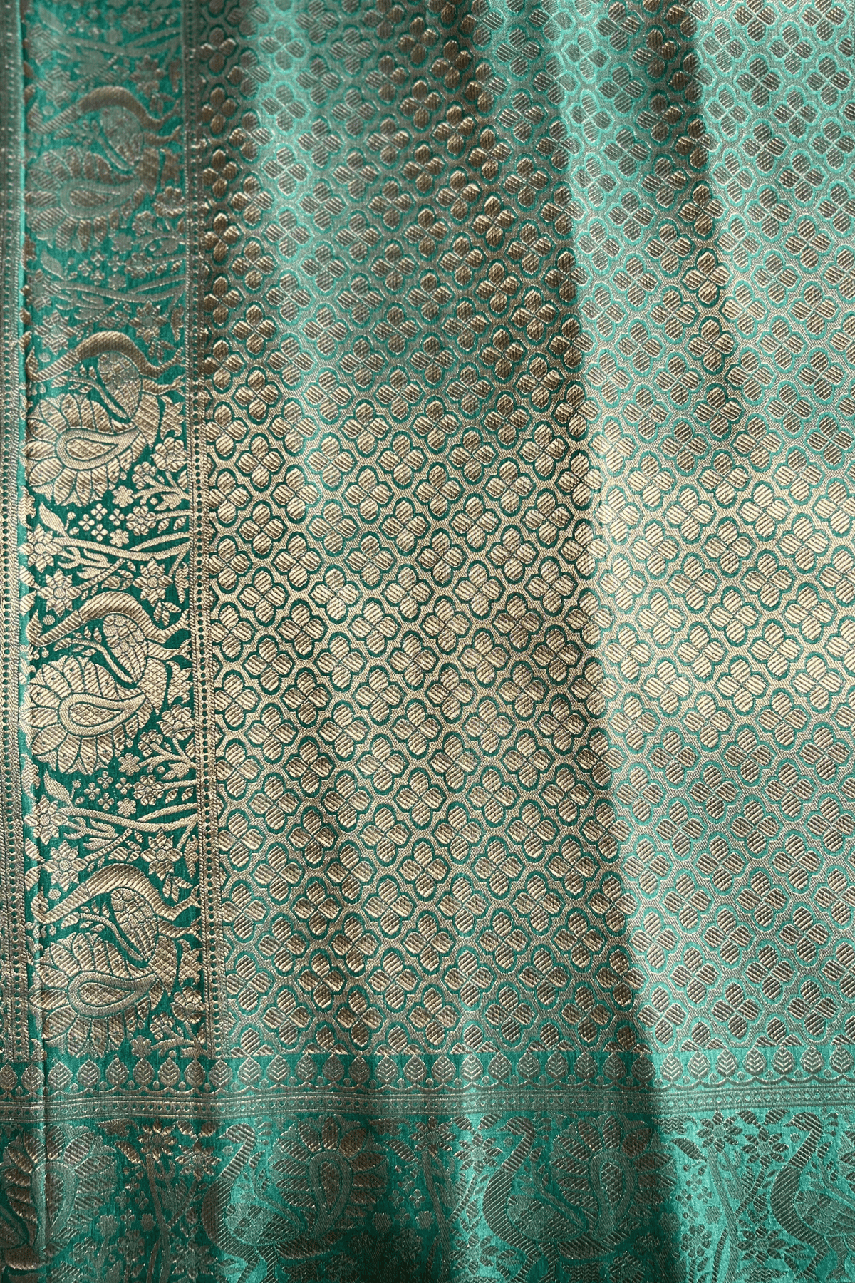 Sea Green Shikaargah Banarasi Katan Silk Saree