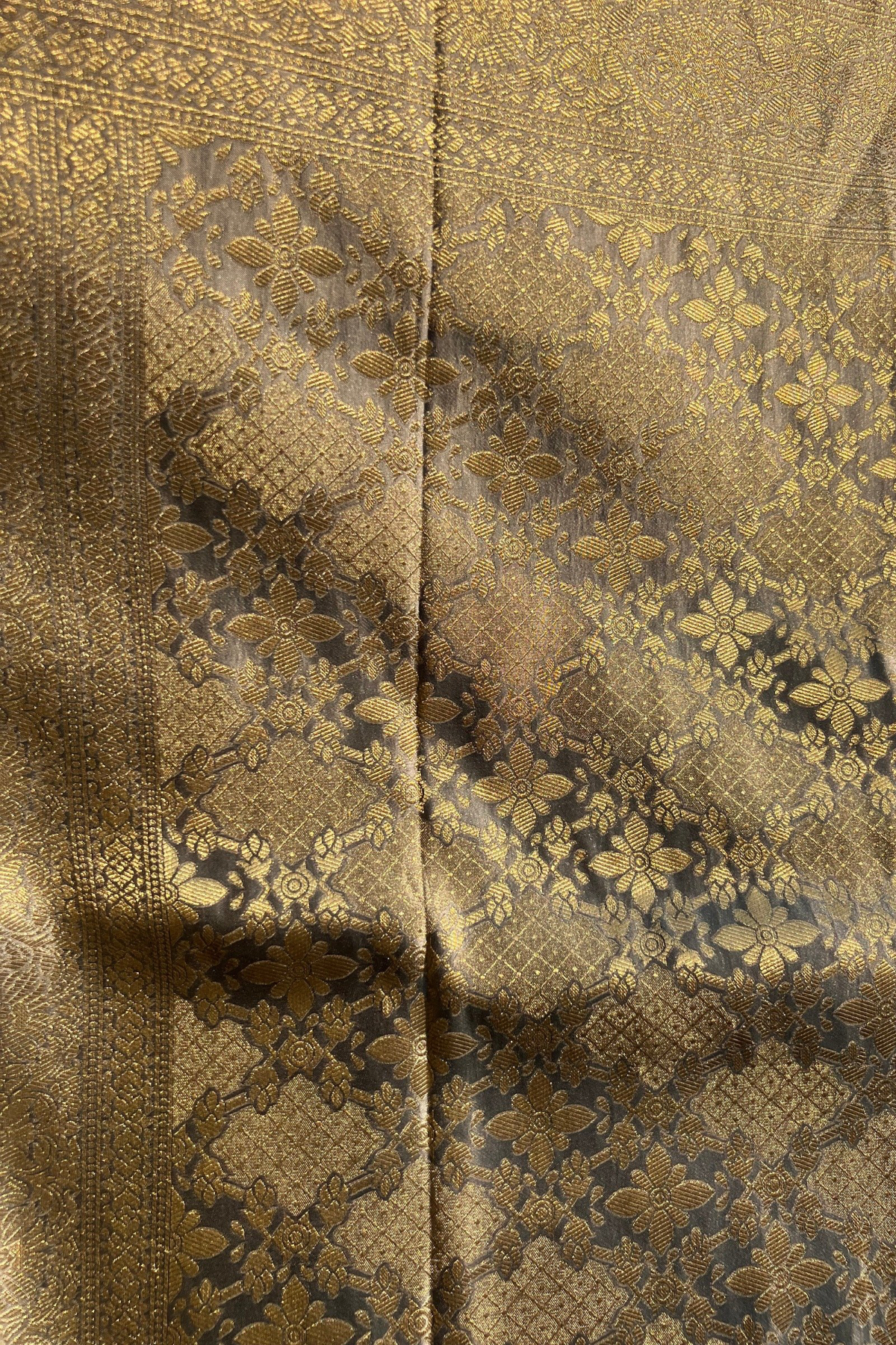 NOOR - Grey Gold Jaal Mashru Satin Banarasi Silk Saree