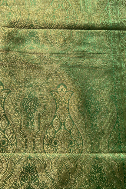 Green Floral Jaal Mashru Satin Silk Saree