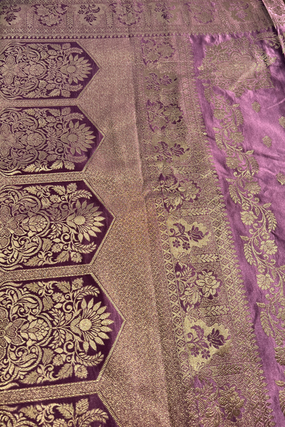 Lilac Zari Booti Mashru Satin Silk Saree