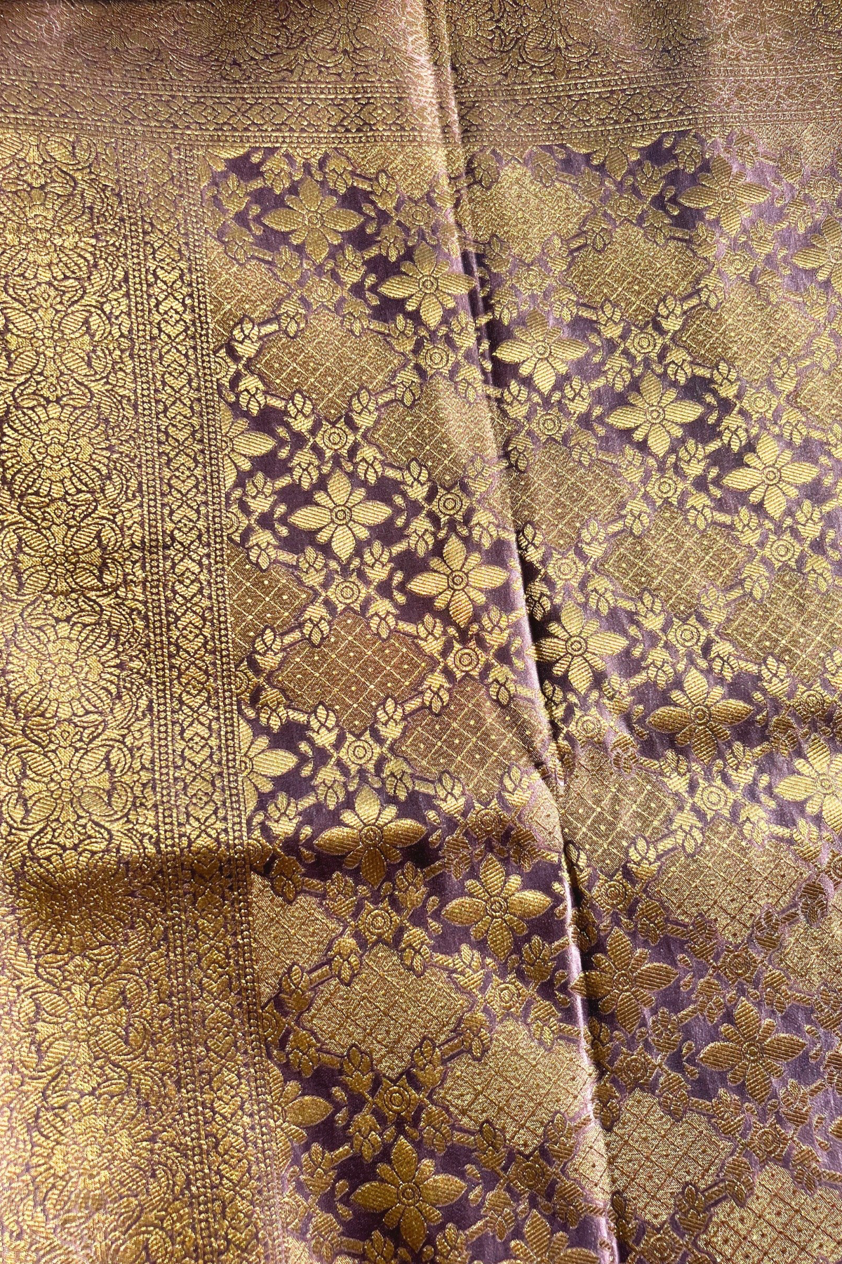 Lavender - Jaal Mashru Satin Banarasi Silk Saree